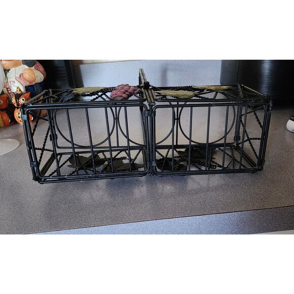 TUSCANY COLLECTION DECORATIVE METAL WINE HOLDER/ BASKET--HOLDS 3 BOTTLES - Picture 5 of 6